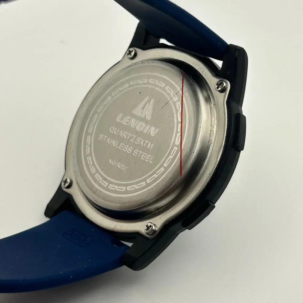 LENQIN Blue Minimalist Men’s Digital Watch Working New Battery